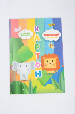 Картон кольоровий, 7 листів, А4, двосторонній, Тетрада
